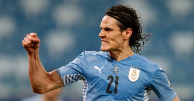 Uruguay's Edison Cavani celebrates scoring his team's second goal in a Copa America Group A match against Bolivia, Cuiaba, Brazil, June 24, 2021. (Reuters Photo)