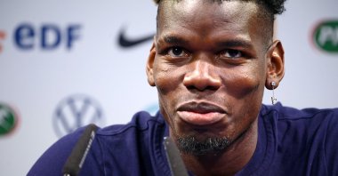 France's midfielder Paul Pogba speaks during a press conference at the team's base camp in Clairefontaine-en-Yvelines on June 10, 2021 ahead of the UEFA EURO 2020 football competition. (AFP Photo)