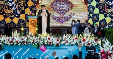 Iran's President-elect Ebrahim Raisi delivers a speech at the Imam Reza shrine in the city of Mashhad in northeastern Iran, June 22, 2021. (AFP Photo)