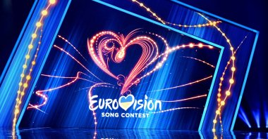 A scene with the Eurovision logo during national selection of the Eurovision 2020 from Ukraine. (Shutterstock Photo)