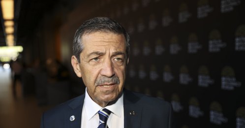 Turkish Republic of Northern Cyprus (TRNC) Foreign Minister Tahsin Ertuğruloğlu speaks during the Antalya Diplomacy Forum, Turkey, June 20, 2021. (AA Photo)