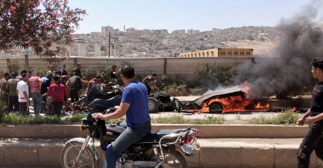 The aftermath of a terrorist attack in northern Syria's Afrin province, June 26, 2021 (AA Photo)