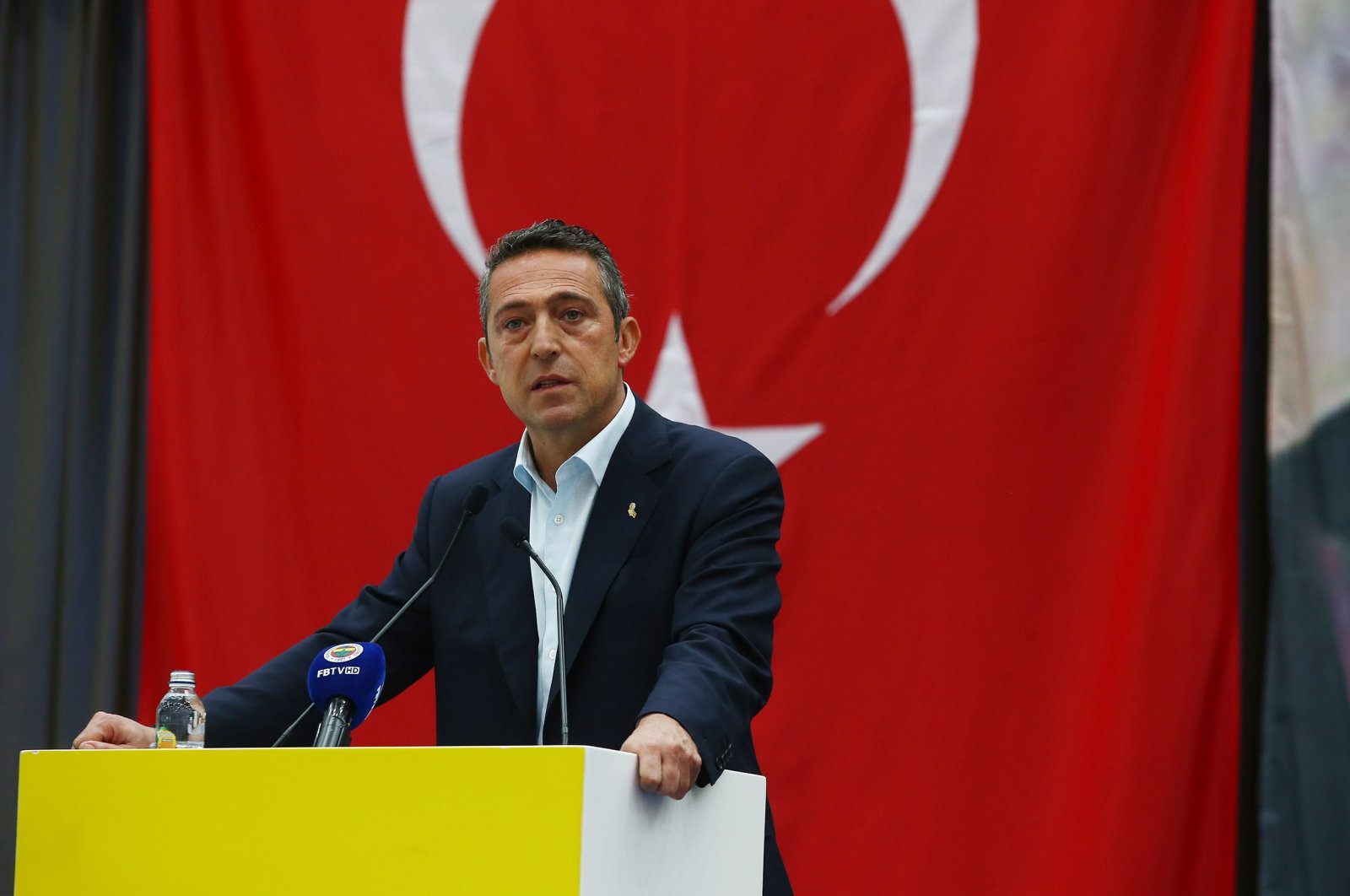 Fenebahçe Chairman Ali Koç speaks at an event in Istanbul, Turkey, June 6, 2021.