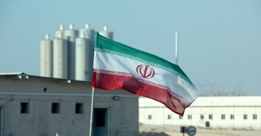 An Iranian flag in Iran's Bushehr nuclear power plant, during an official ceremony, to kickstart works on a second reactor at the facility, in Bushehr, southern Iran, on Nov. 10, 2019. (AFP Photo)