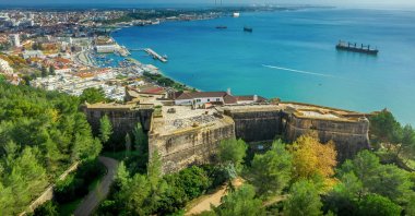An aerial view shows the star shaped fortress Sao Felipe, a historical military base protecting the city and the harbor, in Setubal, Portugal. (Shutterstock Photo)
