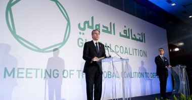 U.S. Secretary of State Antony Blinken (L) accompanied by Italy's Foreign Minister Luigi Di Maio (R) speaks during a news conference at Fiera Roma, Rome, Italy, June 28, 2021. (AP Photo)