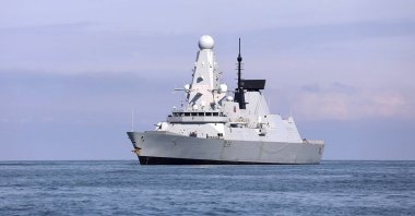 The British destroyer HMS Defender arrives at the port of Batumi, Georgia, June 26, 2021. (AP Photo)