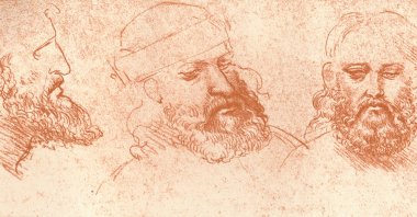 Drawing of oriental heads in red chalk from "The Literary Works of Leonardo Da Vinci Vol. II" by Jean Paul Richter. (Getty Images)