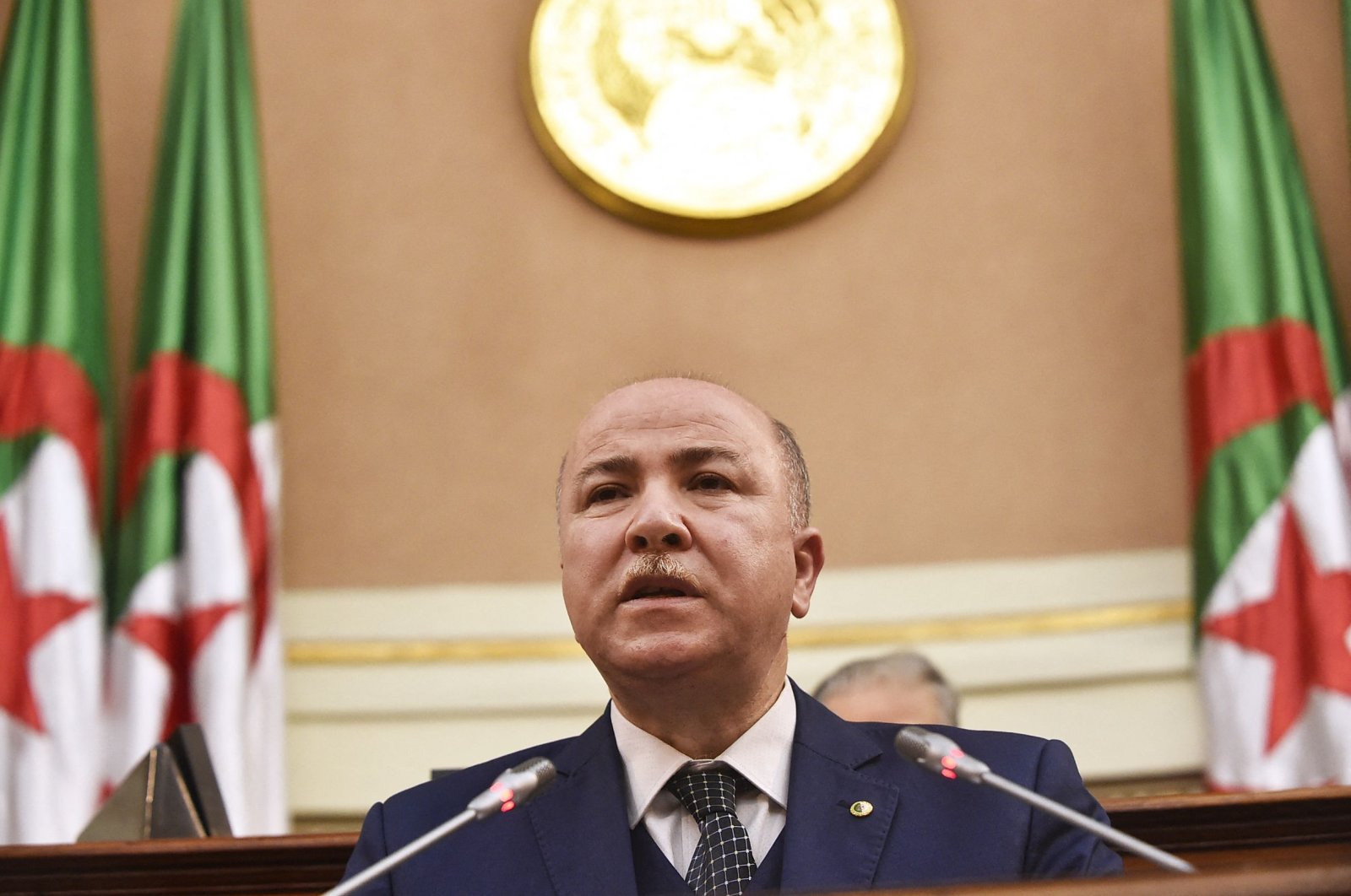 Algeria's Finance Minister Aimene Benabderrahmane attends a senate meeting in the capital Algiers, Algeria, on Dec. 28, 2020. (AFP Photo)