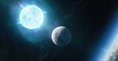 A newfound small white dwarf, called ZTF J1901 1458 and located 130 light-years from Earth, that is slightly larger than the size of the moon in diameter but 1.35 times the mass of our sun, making it both the smallest in size and largest in mass of any known white dwarf is seen in an undated illustration. (Giuseppe Parisi via Reuters)