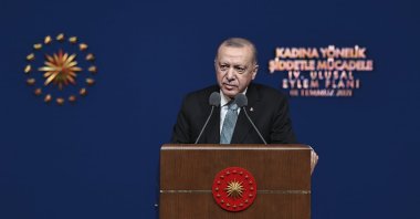 President Recep Tayyip Erdoğan speaks at the launch of the plan at the Presidential Complex, in the capital Ankara, Turkey, July 1, 2021. (AA PHOTO)