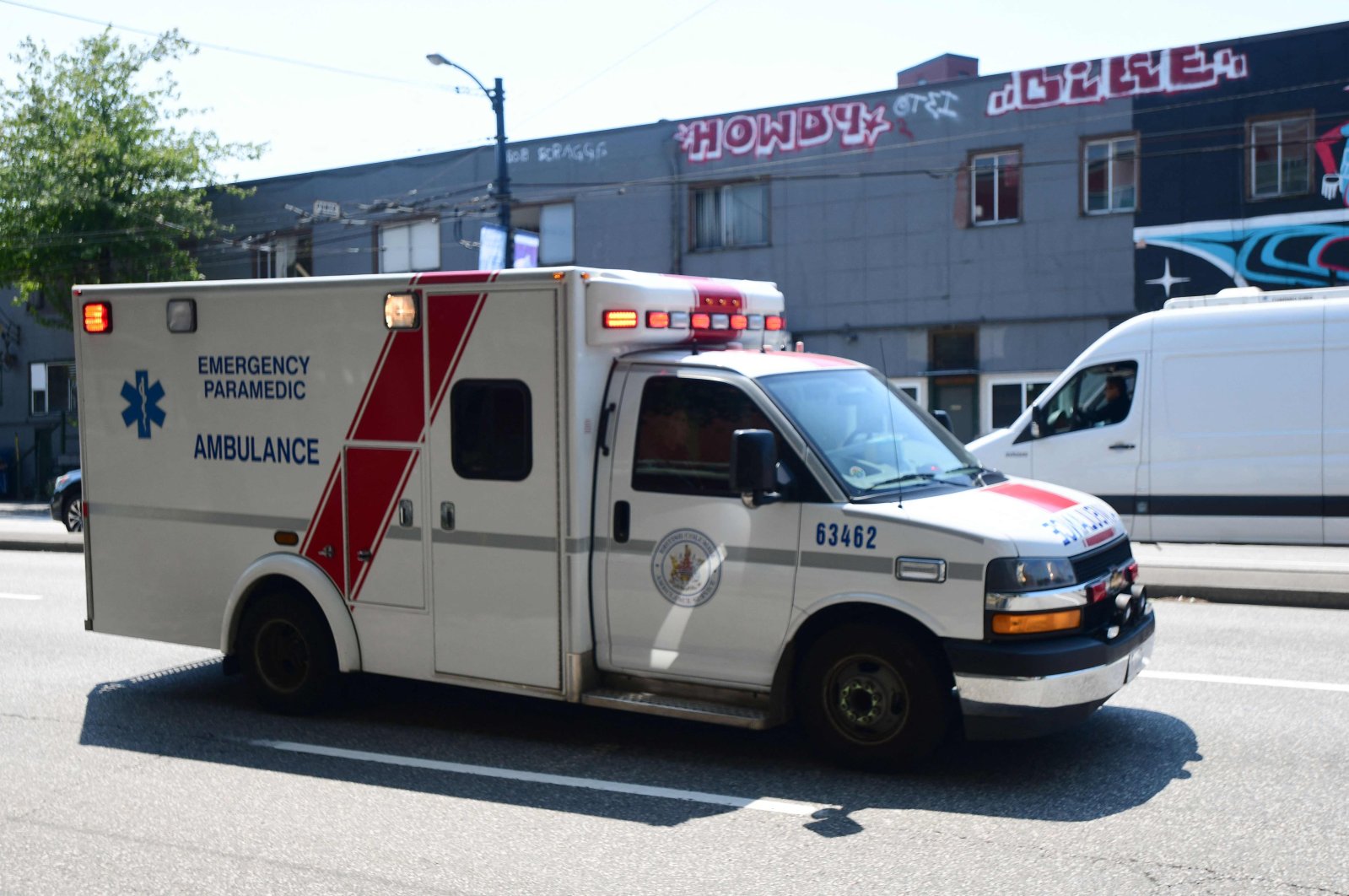 An ambulance is seen during the extreme hot weather in Vancouver, British Columbia, Canada, June 30, 2021. (AFP Photo)