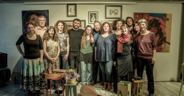 Artists pose for a photo at Arthereistanbul, an independent space for artistic creation between cultures, Istanbul, Turkey, Sept. 28, 2015. (Archive Photo)