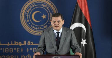 Libyan Prime Minister Abdul Hamid Mohammed Dbeibah speaks at a news conference in Tripoli, Libya, April 13, 2021. (AA File Photo)