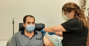 Hüseyin Polat, a volunteer, gets vaccinated with Turkovac, in the capital Ankara, Turkey, June 24, 2021. (AA PHOTO) 