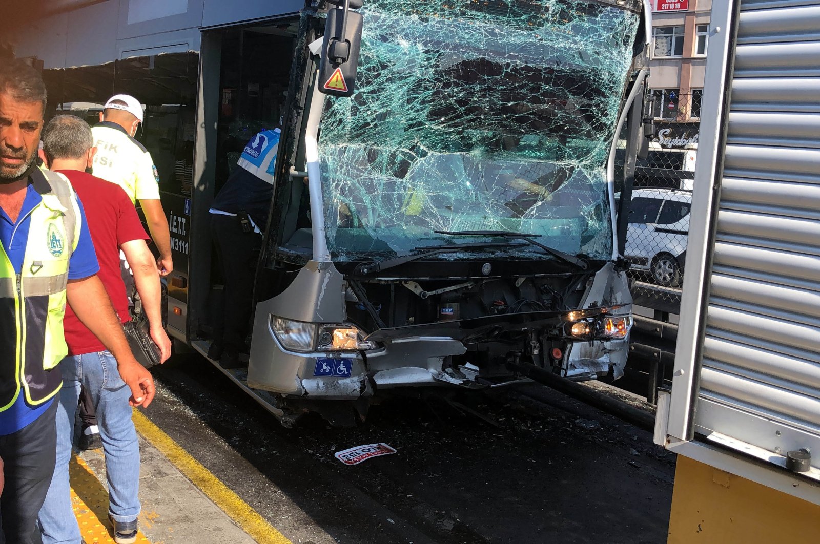 A view of the crashed metrobus, in Istanbul, Turkey, July 5, 2021. (DHA PHOTO) 