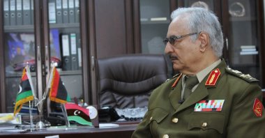 Gen. Khalifa Haftar speaks during an interview with The Associated Press in al-Marj, Libya, March 18, 2015. (AP File Photo)
