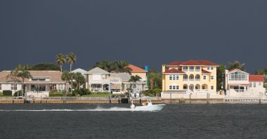 Dark clouds loom over the Pass-A-Grille channel ahead of Tropical Storm Elsa in St. Petersburg, Florida, U.S., July 5, 2021. (Reuters Photo)