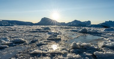Melted icebergs near Ilulissat, Greenland, Oct. 7, 2020. (Photo by Getty Images)