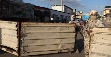 Members of the Dominican Republic's National Army guard the shared border between the Dominican Republic and Haiti, after it was closed when Haiti's President Jovenel Moise was shot dead by gunmen at his private home in Port-au-Prince, in Dajabon, Dominican Republic, July 7, 2021. (Reuters Photo)