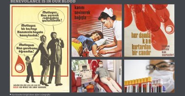 Posters and photos about blood services of the Turkish Red Crescent from different periods. (Archive Photo) 