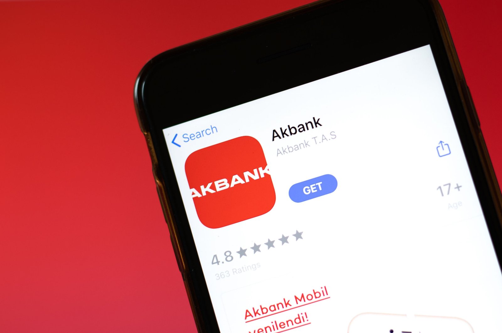 Turkish lender Akbank's app logo seen on a mobile phone screen, Moscow, Russia, June 1, 2020. (Shutterstock Photo) 