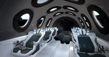 Virgin Galactic spaceship seats rotated back in space, Oct. 15, 2021. (Virgin Galactic Photo via AFP)