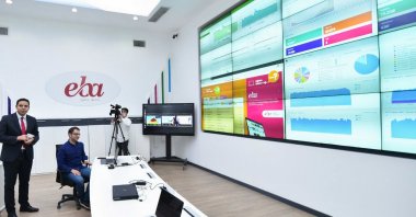 Officials visit the nation’s Education Information Network (EBA) and public broadcaster TRT EBA, Turkey, April 21, 2020. (IHA Photo)