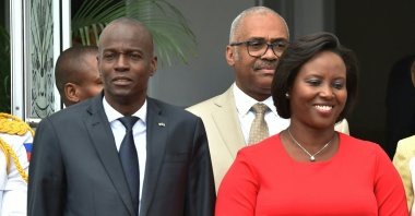 In this file photo taken on May 23, 2018, Haitian President Jovenel Moise (L) and Haitian First Lady Martine Moise are seen at the National Palace in Port-au-Prince, Haiti. (AFP Photo)