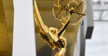 An Emmy statuette is seen on the red carpet before guests arrive for the 71st Emmy Awards at the Microsoft Theatre in Los Angeles, U.S., Sept. 22, 2019. (AFP Photo)