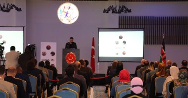 Turkish Cooperation and Coordination Agency (TIKA) Nairobi coordinator Eyüp Yavuz Ümütlü speaking during an organization to celebrate Turkey's defeat of the 2016 coup attempt, Nairobi, Kenya, July 11, 2021 (AA Photo)
