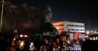 This screengrab shows the al-Hussain Coronavirus Hospital during the blaze in Iraq, July 12, 2021. (Screengrab taken from video shared by @no_itsmyturn / Twitter)