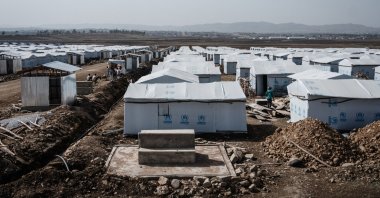 Shelters are seen at a newly built internally displaced person (IDP) camp which will host about 19,000 people near Mekelle Industrial Park in Mekele, the capital of Tigray region, Ethiopia, on June 28, 2021. (AFP Photo)