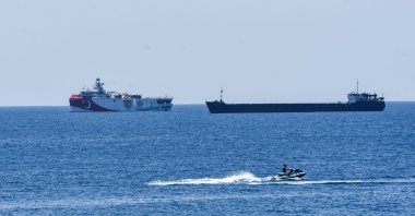Turkey's seismic research vessel, Oruç Reis, is seen off the southern Turkish coast of Antalya in the Eastern Mediterranean, July 22, 2020. (DHA Photo)