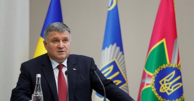 Ukrainian Interior Minister Arsen Avakov speaks during a news conference about the investigation of the killing of journalist Pavel Sheremet in 2016, Kyiv, Ukraine, Dec.12, 2019. (Reuters Photo)