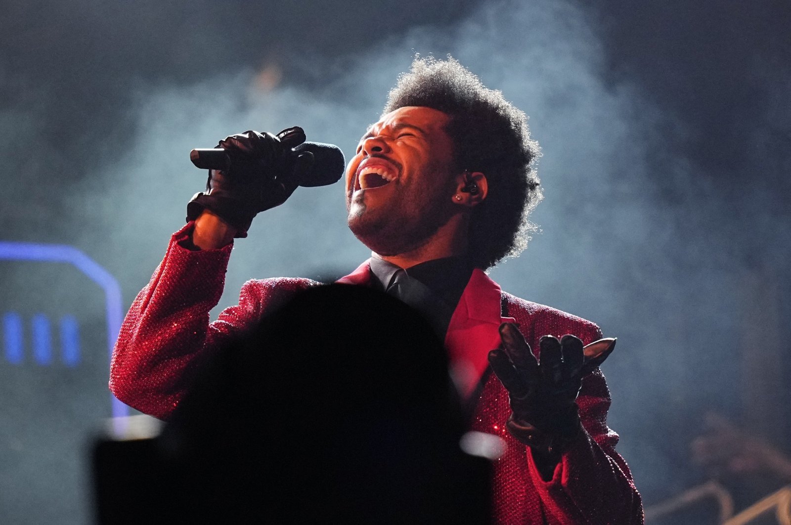 The Weeknd performs during the halftime show of the NFL Super Bowl 55 football game on Feb. 7, 2021, in Tampa, Fla. (AP Photo)