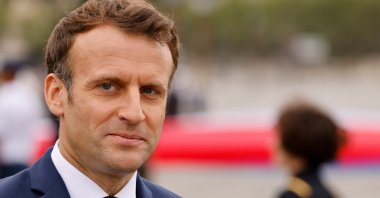French President Emmanuel Macron attends the annual Bastille Day military parade on the Champs-Elysees avenue in Paris, France, July 14, 2021. (Reuters Photo)
