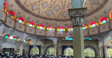 Some Cameroonians pray inside the Grand Mosque in Ngaoundere, Cameroon, July 14, 2021. (AA Photo)