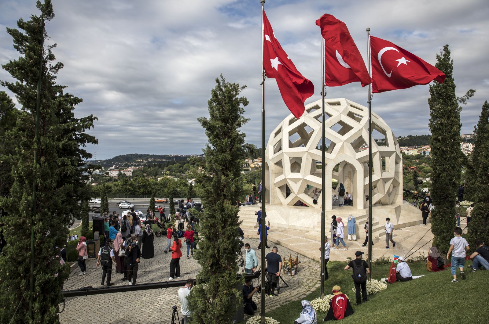 People visit the July 15 Martyrs' Monument on Democracy and National Unity Day, held to mark the fourth anniversary of the July 15, 2016 coup attempt orchestrated by the Gülenist Terror Group, Istanbul, Turkey, July 15, 2020.  (Getty Images)
