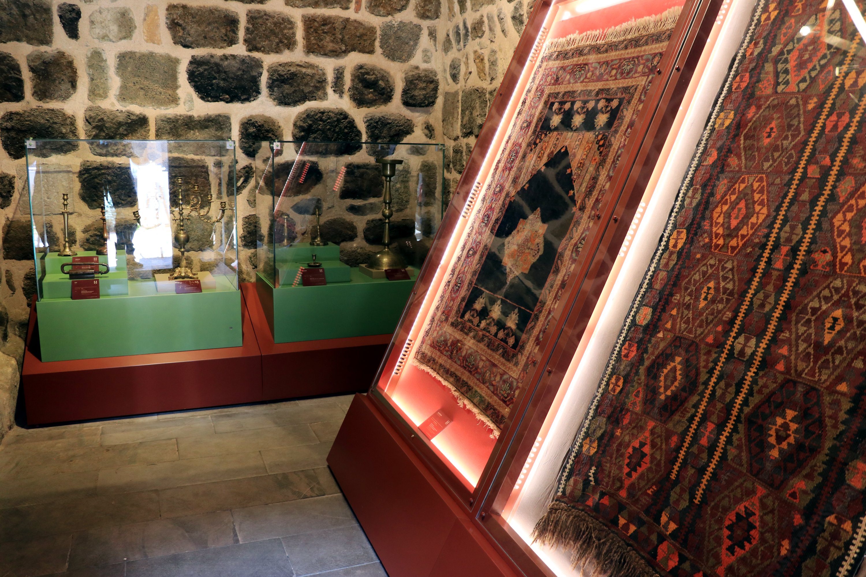 Some works on display in the Çifte Minareli Medrese, Erzurum, eastern Turkey, July 15, 2021. (AA Photo)