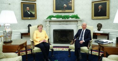 U.S. President Joe Biden holds a bilateral meeting with German Chancellor Angela Merkel in the Oval Office at the White House in Washington, D.C., U.S., July 15, 2021. (Reuters Photo)
