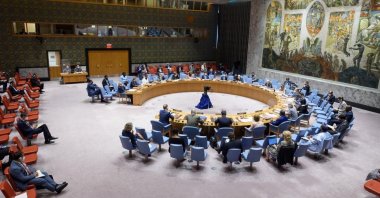 The United Nations Security Council meeting on Libya is seen in New York, U.S., July 16, 2021 (AA Photo)