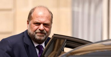 French Justice Minister Eric Dupond-Moretti leaves after taking part in the weekly Cabinet meeting at The Elysee Presidential Palace, Paris, France, July 7, 2021. (AFP Photo)