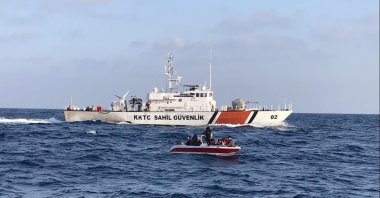 Turkish Republic of Northern Cyprus (TRNC) Coast Guard vessel off Güzelyurt, Friday, July 16, 2021. (AA Photo)