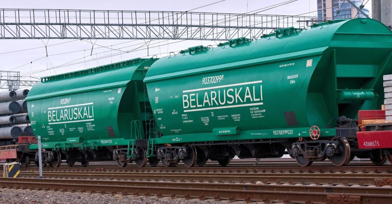 Belaruskali hopper wagon seen in this file photo taken in Minsk, Belarus, March 2021. (Shutterstock Photo)