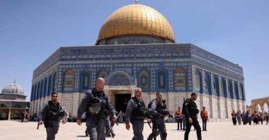 Israeli security forces patrol the Al Aqsa mosque compound in Jerusalem, occupied Palestine, June 25, 2021. (AFP Photo)