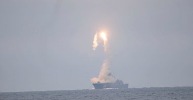 Tsirkon hypersonic cruise missile is launched from the Russian guided-missile frigate Admiral Gorshkov during a test in the White Sea, in this still image taken from video released October 7, 2020. (Reuters Photo)