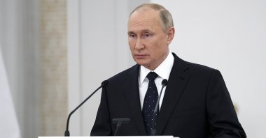 Russian President Vladimir Putin delivers a speech to members of the State Duma, the Lower House of the Russian Parliament at the Great Kremlin Palace, Moscow, Russia, June 21, 2021. (AP Photo)