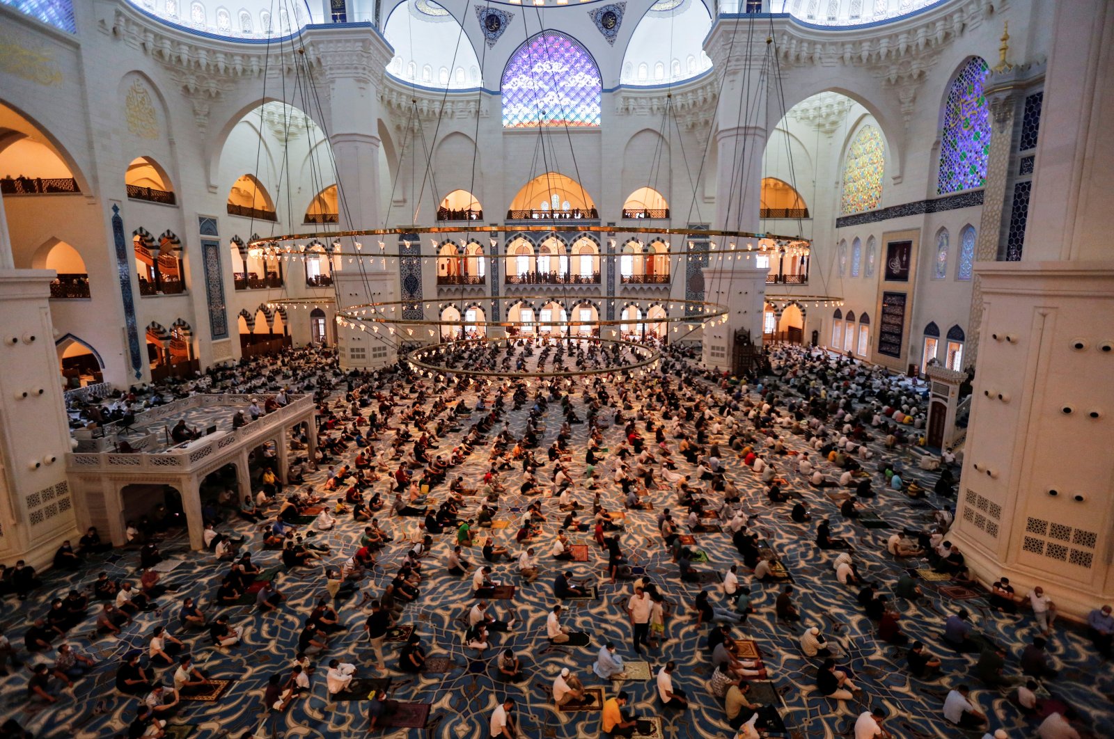Worshippers attend prayers marking the Islamic holiday Eid al-Adha at Grand Camlica Mosque in Istanbul, Turkey, July 20, 2021. (Reuters Photo)