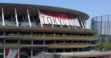 A general view of the Japan National Stadium, the main venue of the Tokyo 2020 Olympics and Paralympics, in Tokyo, Japan, July 22, 2021. (EPA Photo)